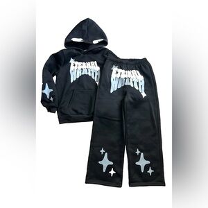 Eternal wrath Boys Black Hoodie and Joggers pants Set size 12 new